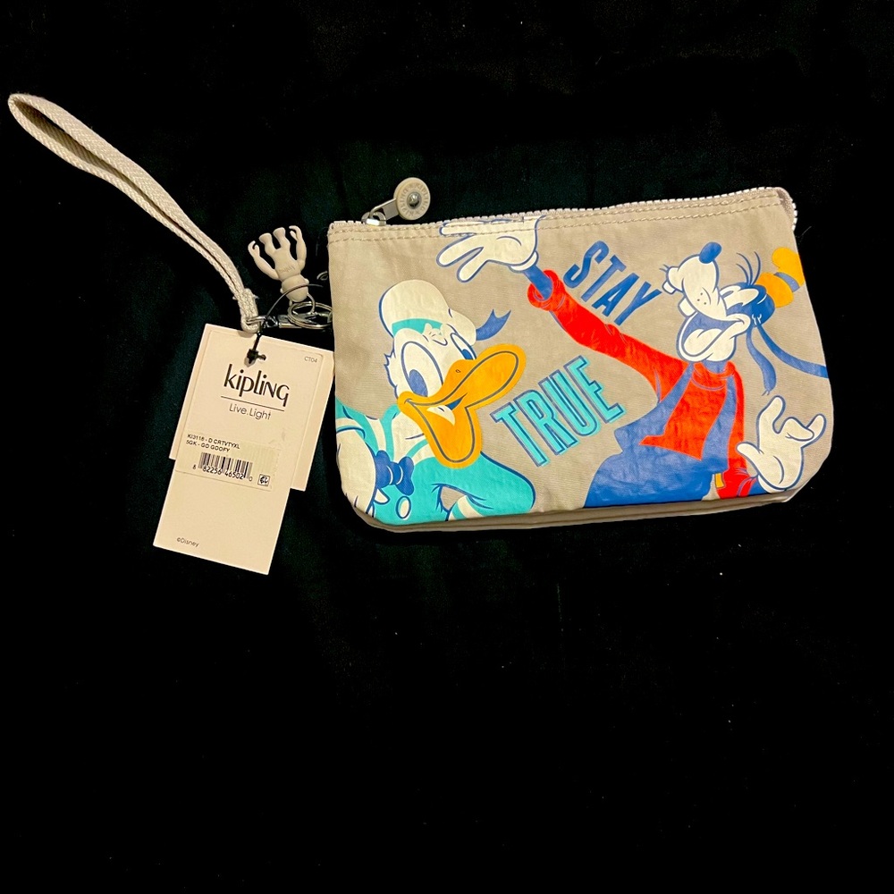 Kipling, Disney’s, Mickey and friends extra large wristlet go goofy NWT